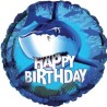 BALLON METALLIQUE 45 CM ROND REQUIN HAPPY BIRTHDAY