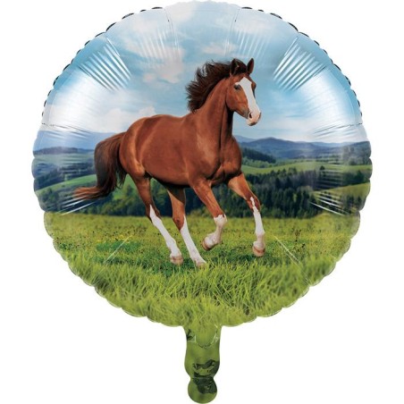 BALLON METALLIQUE ROND CHEVAL 45CM 