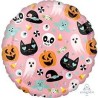 BALLON ROND HAPPY HALLOWEEN CITROUILLES FANTOMES ET PETITS CHATS