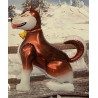 BALLON METALLIQUE CHIEN DES NEIGES TRAINEAU HUSKY MARRON 130 CM  