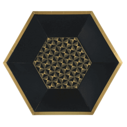 10 ASSIETTES HEXAGONALES NOIR ET OR 