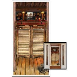 DECORATION MURALE PORTE DE SALOON WESTERN 76 CM X 1.52 M