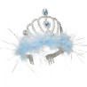 COURONNE OU DIADEME DE PRINCESSE ARGENT AVEC MARABOU BLEU 