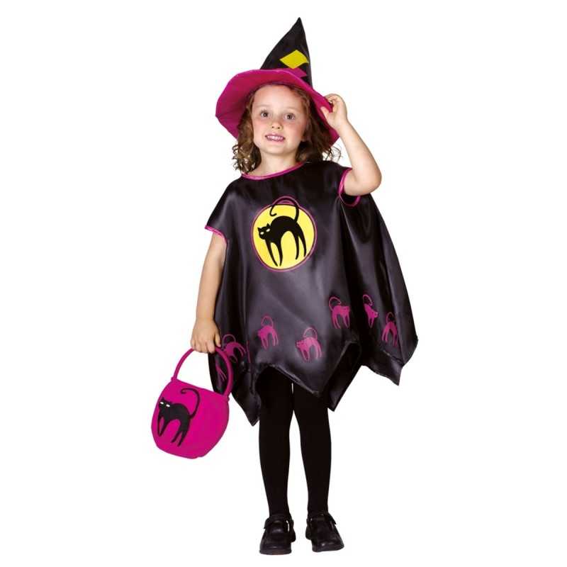 DEGUISEMENT HALLOWEEN CAPE NOIR AVEC CHAT TAILLE 3-4 ANS