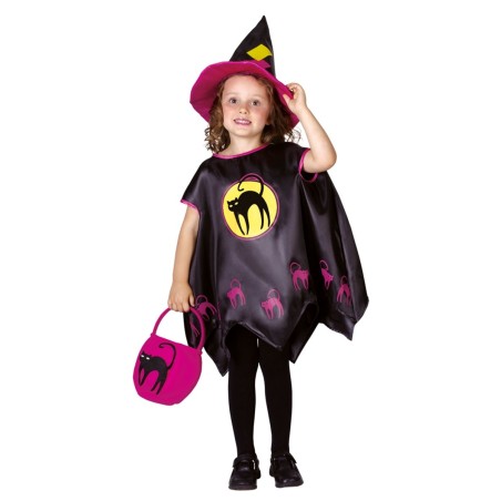 DEGUISEMENT HALLOWEEN CAPE NOIR AVEC CHAT TAILLE 3-4 ANS