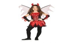 DEGUISEMENT DIABLESSE AVEC AILES ROUGE ET NOIR TAILLE 116 OU 5-6 ANS