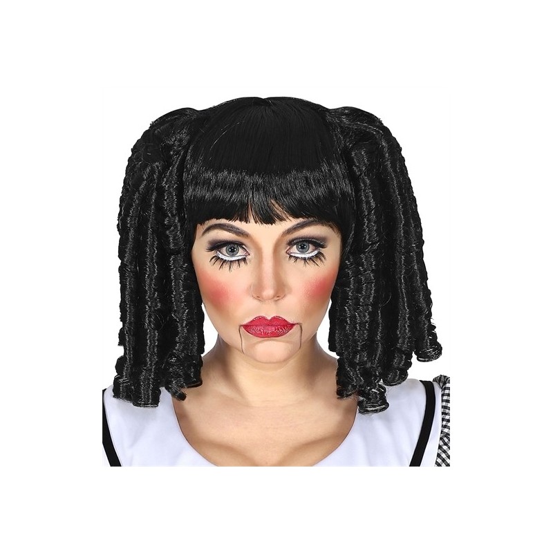 PERRUQUE POUPEE A COUETTES NOIRE PERRUQUE POUPEE A COUETTES NOIRE