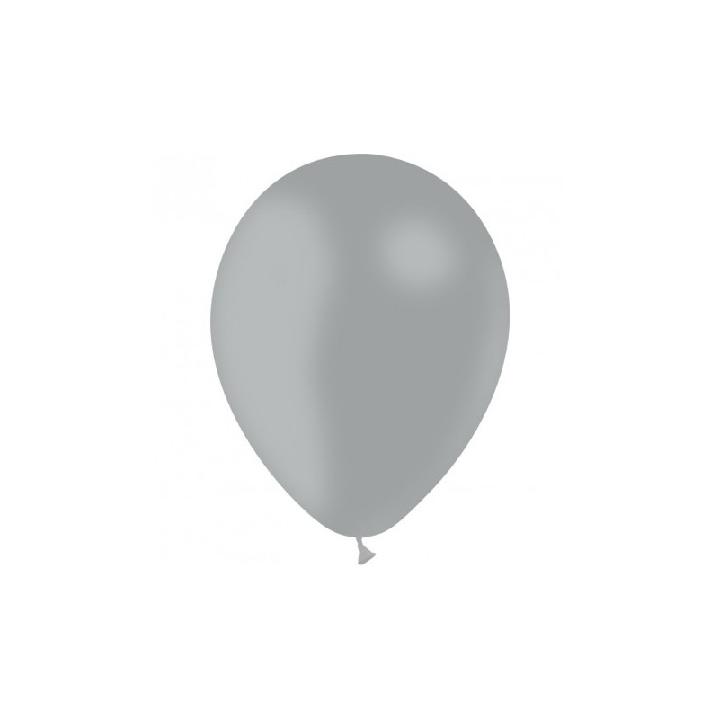 10 BALLONS LATEX 28 CM METAL ARGENT BALLOONIA