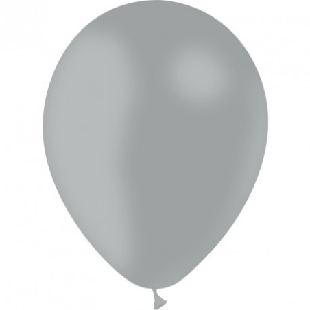 10 BALLONS LATEX 28 CM METAL ARGENT BALLOONIA