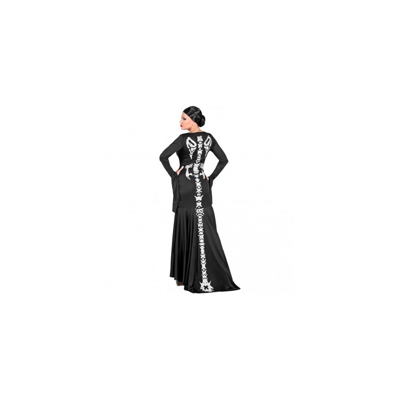 DEGUISEMENT FEMME ROBE NOIRE SQUELETTE TAILLE S