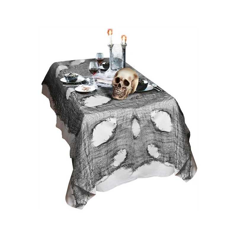 TISSU NOIR EFFRAYANT EFFET LAMBEAU DECHIRE 60 CM X 300 CM