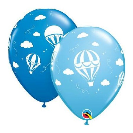 25 BALLON LATEX MONTGOLFIERE BLEU CLAIRE ET BLEU FONCE 11"