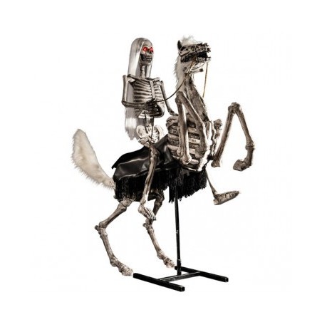 CHEVAL BLANC AVEC SQUELETTE AUX LONGS CHEVEUX BLANC