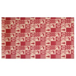 CHEMIN DE TABLE TOILE DAMIER NOEL BORDEAU 28 CM X 3 M