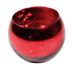 BOUGEOIR BOULE ROUGE METAL 10 CM X 8.5 CM