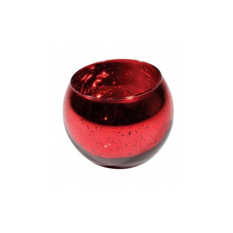 BOUGEOIR BOULE ROUGE METAL 10 CM X 8.5 CM