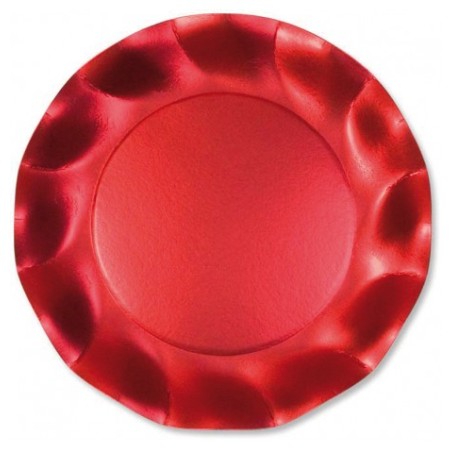 10 ASSIETTES ROUGE SATINE 27 CM