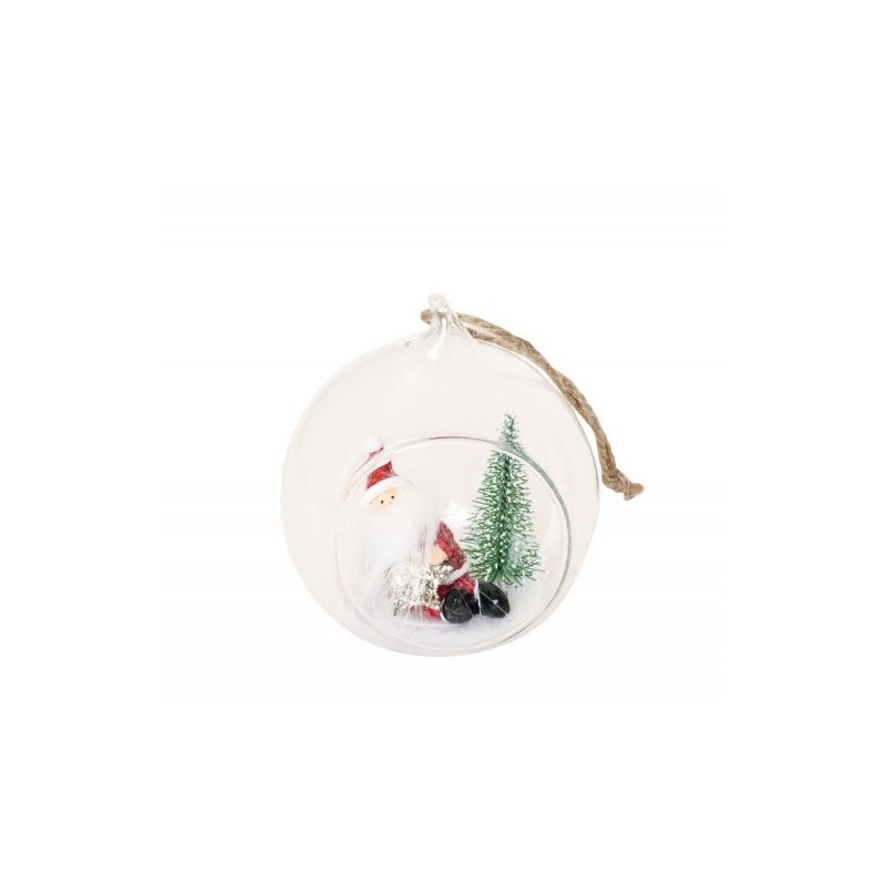 BOULE DE VERRE PÈRE NOEL BARBU 7 X 6.5 X 8 CM BOULE DE VERRE PÈRE NOEL BARBU 7 X 6.5 X 8 CM