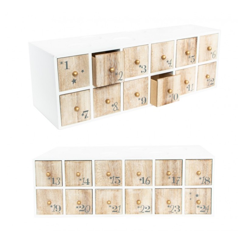 CALENDRIER DE L'AVENT ETAGERE BOIS 40,5 X 13,5 X 14 CM CALENDRIER DE L'AVENT ETAGERE BOIS 40,5 X 13,5 X 14 CM
