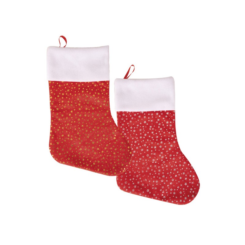 CHAUSSETTE DE NOEL ETOILES 24 X 37 CM