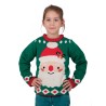 PULL DE NOEL ENFANT VERT TETE DE PERE NOEL TAILLE S