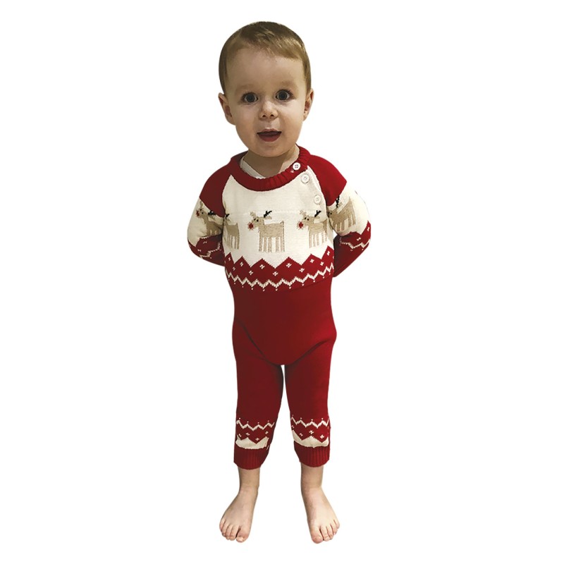 COMBINAISON DE NOEL BABY ROUGE AVEC RENNES TAILLE 92/104 CM