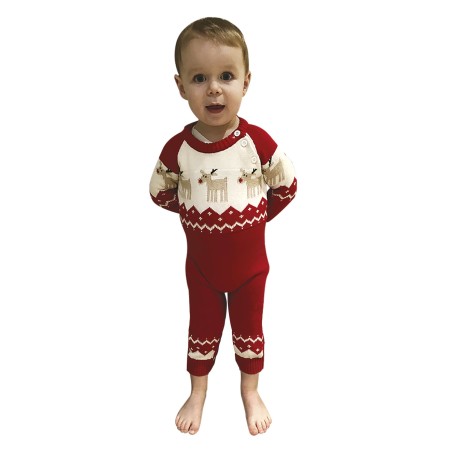 COMBINAISON DE NOEL BABY ROUGE AVEC RENNES TAILLE 92/104 CM