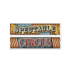 2 BANDEROLES CIRQUE VINTAGE 38 CM X 1.50 M