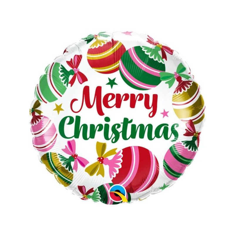 BALLON METALLIQUE ROND MERRY CHRISTMAS BOULE DE NOEL 46 CM  BALLON METALLIQUE ROND MERRY CHRISTMAS BOULE DE NOEL 46 CM