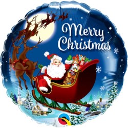 BALLON METALLIQUE ROND MERRY CHRISTMAS 46 CM 