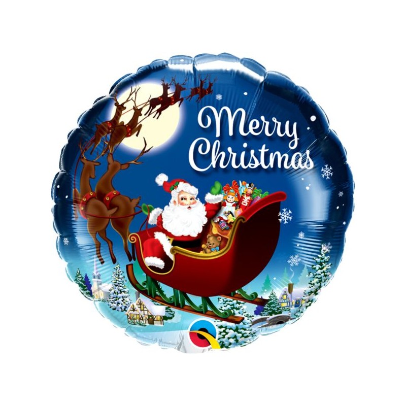 BALLON METALLIQUE ROND MERRY CHRISTMAS 46 CM 