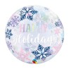 BALLON BUBBLE HAPPY HOLIDAYS AVEC FLOCONS 56 CM 