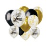 12 BALLONS 3 BONNE ANNEES 3 OR 3 NOIR 3 CONFETTI OR 