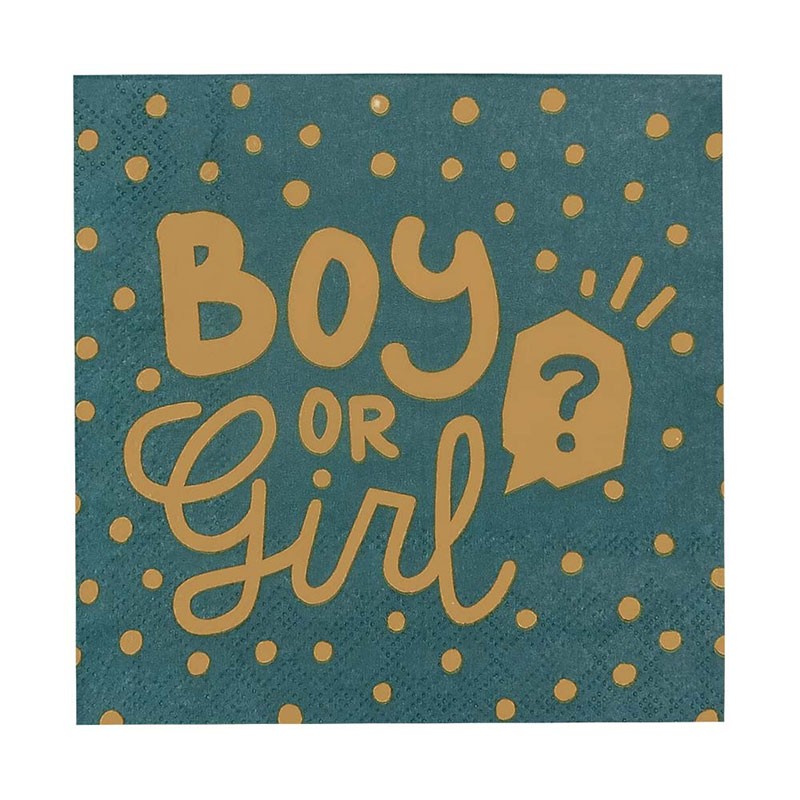 20 SERVIETTES BABY SHOWER BOY OR GIRL 33 X 33 CM