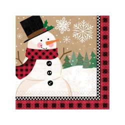 16 SERVIETTES BONHOMME DE NEIGE   33 X 33 CM 