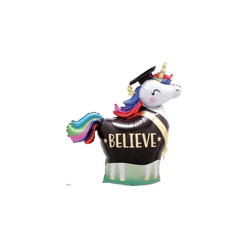BALLON METALLIQUE LICORNE DIPLOME  83 CM  BALLON METALLIQUE LICORNE DIPLOME  83 CM