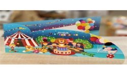 CARTE DOUBLE JOYEUX ANNIVERSAIRE THEME CIRQUE 26 X 11 CM 