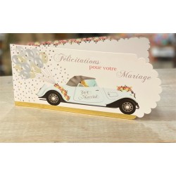 CARTE DOUBLE FELICITATIONS POUR VOTRE MARIAGE 26 X 11 CM 