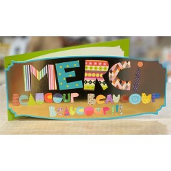 CARTE DOUBLE MERCI BEAUCOUP BEAUCOUP BEAUCOUP  26 X 11 CM 