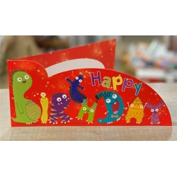 CARTE DOUBLE HAPPY BIRTHDAY THEME MONSTRE  26 X 11 CM 