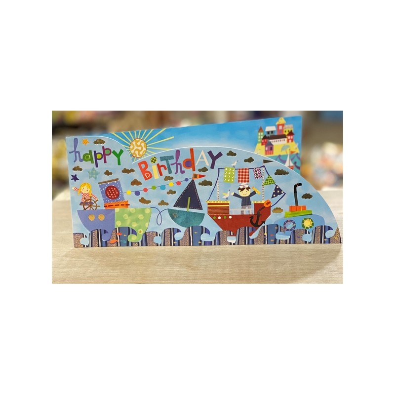 CARTE DOUBLE HAPPY BIRTHDAY THEME MARIN 26 X 11 CM 