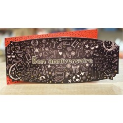 CARTE DOUBLE BON ANNIVERSAIRE    26 X 11 CM 