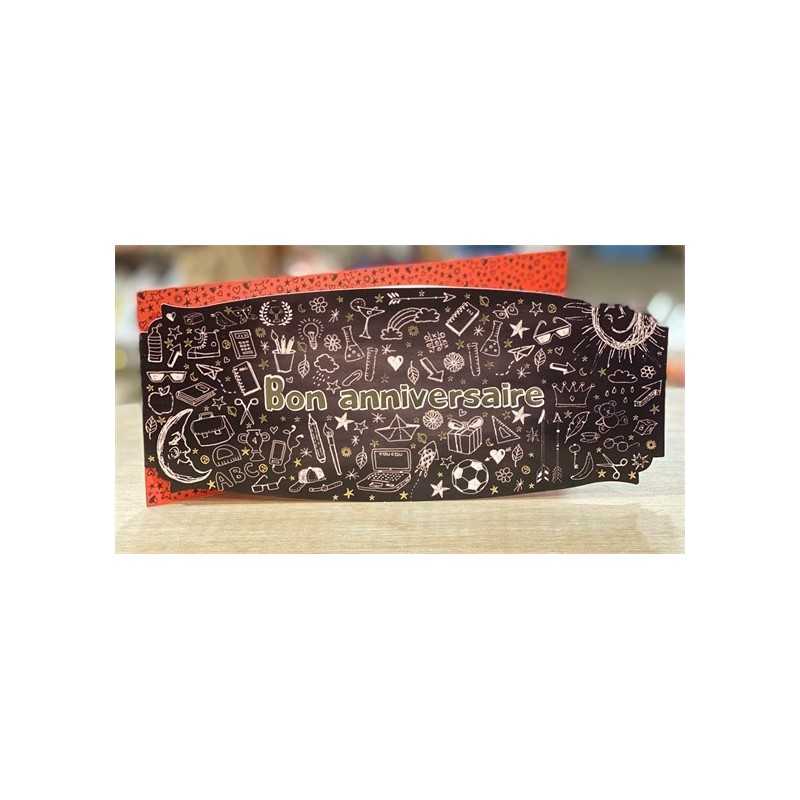 CARTE DOUBLE BON ANNIVERSAIRE 26 X 11 CM