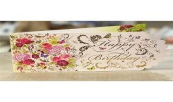 CARTE DOUBLE HAPPY BIRTHDAY FLEURS 26 X 11 CM 