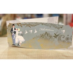 CARTE DOUBLE FELICITATIONS MARIAGE 26 X 11 CM 