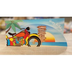 CARTE DOUBLE HAPPY BIRTHDAY THEME MOTO  26 X 11 CM 