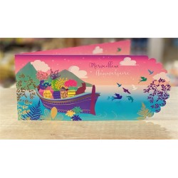 CARTE DOUBLE MERVEILLEUX ANNIVERSAIRE  26 X 11 CM 