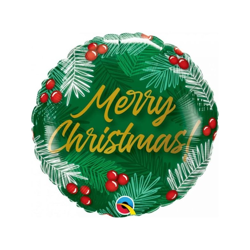 BALLON METALLIQUE ROND MERRY CHRISTMAS 46 CM 