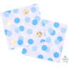 16 SERVIETTES BLUE & GOLD DOTS 33 CM X 33 CM 