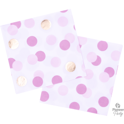 16 SERVIETTES ROSE & GOLD DOTS 33 CM X 33 CM 